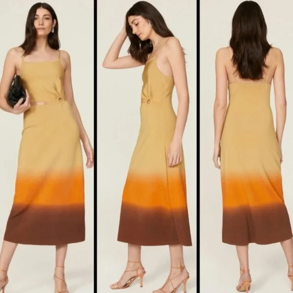 SANDRO - Brown Orange Ombre Midi Dress – NWT – EU 36 (US Small) - Picture 1 of 10